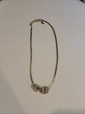 Anthropologie Gold Tone Chain Necklace with Interlocking Rings
